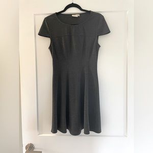 Dark grey a line dress.